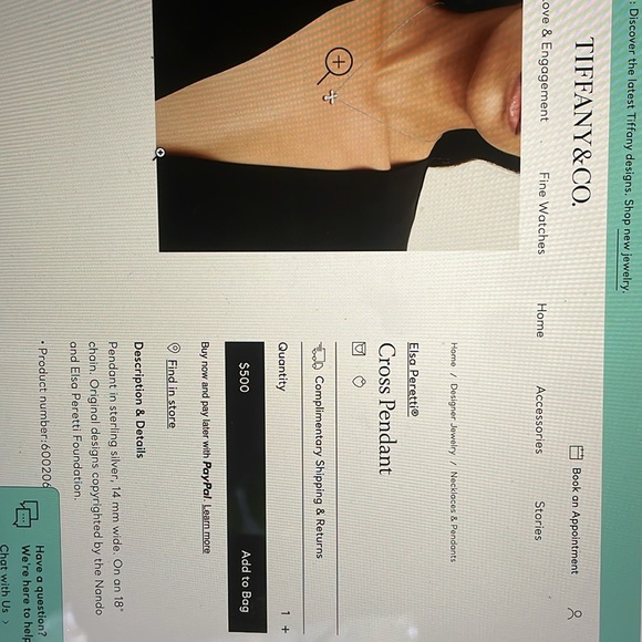 Tiffany Elsa Peretti Cross Pendant - Picture 8 of 8